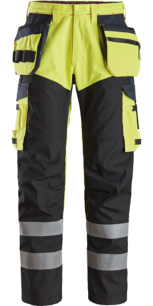 Snickers Flammschutzhose ProtecWork Arbeitshose mit Holstertaschen, High-Vis Kl. 1 High-Vis Gelb/Nav