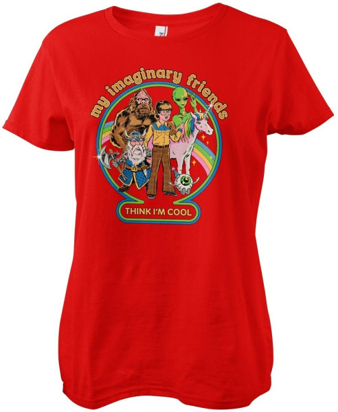 Steven Rhodes My Imaginary Friends Think I'M Cool Girly Tee Damen T-Shirt Red