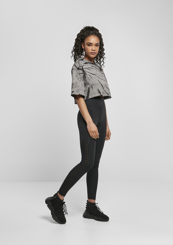 Urban Classics Damen T-Shirt Ladies Black/ Damen Dye Tee Cropped | Lifestyle Tops Oversized / T-Shirts | Asphalt Tie 