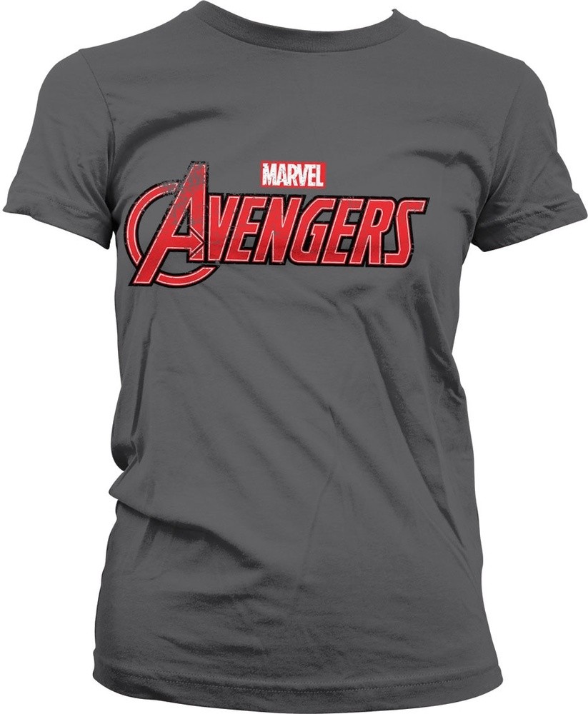 The Avengers Distressed Logo Girly Tee Damen T Shirt Dark Grey Female Shirts TV series Movies Fan Merchandise kustom kult