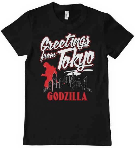 Godzilla Greetings From Tokyo T-Shirt Black