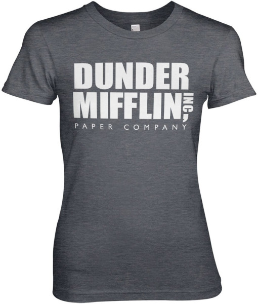 The Office Dunder Mifflin Inc. Logo Girly Tee Damen T-Shirt Dark-Heather