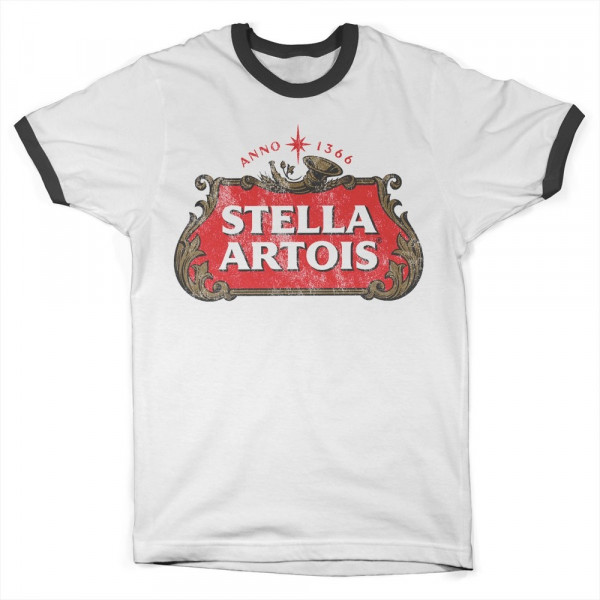 Stella Artois Washed Logo Ringer Tee T-Shirt White-Black