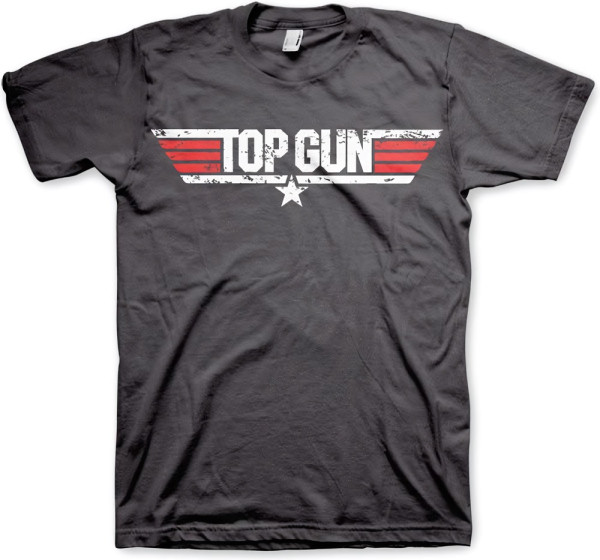 Top Gun Distressed Logo T-Shirt Dark-Grey