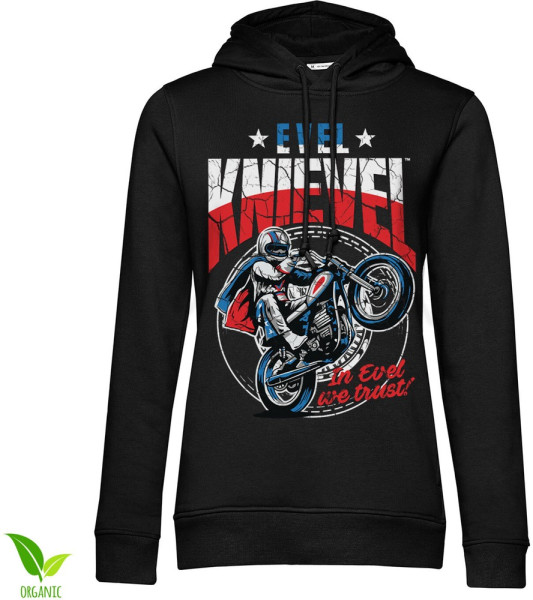 Evel Knievel Wheelie Girls Hoodie Damen Black