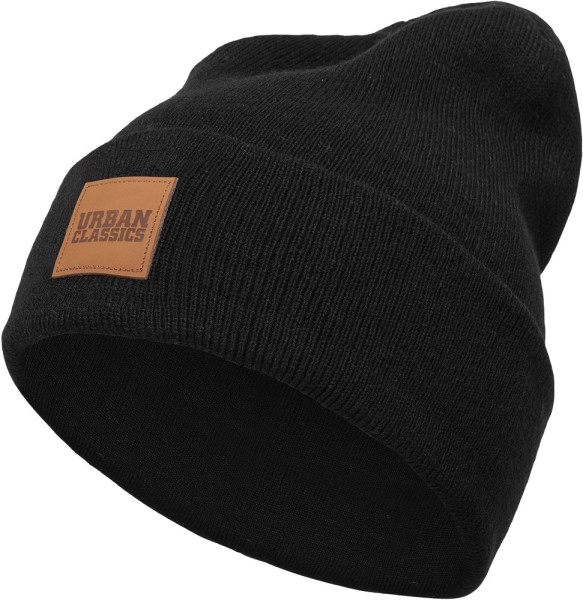 Urban Classics Beanie Leatherpatch Long Beanie Black