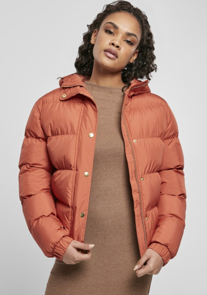 Urban Classics Damen Jacke Ladies Hooded Puffer Jacket Redearth