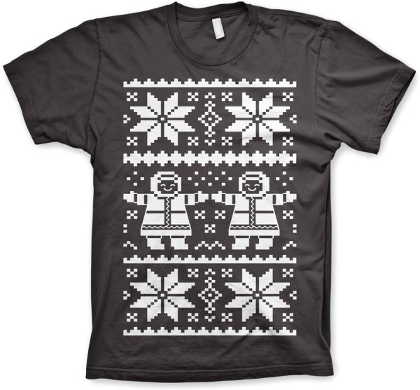 Hybris Retro X-Mas Knit Pattern T-Shirt Dark-Grey