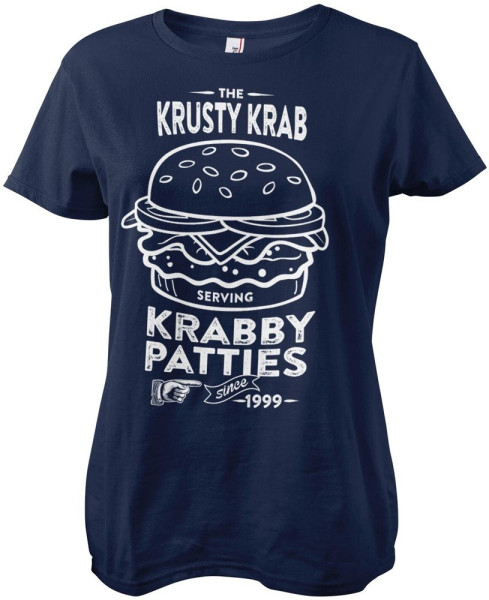 Spongebob The Krusty Krab Serving Krabby Patties Girly Tee Damen T-Shirt Navy