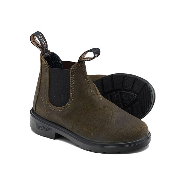 Blundstone Kinder Chelsea Boots #2496 Dark Olive Waxed Suede (Kids)