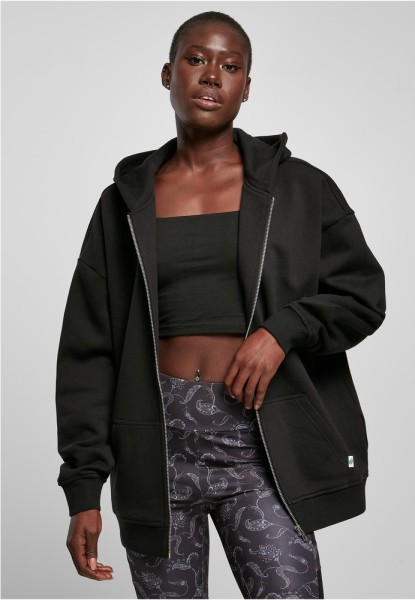 Urban Classics Damen Sweatshirt Ladies Oversized Zip Hoody Black