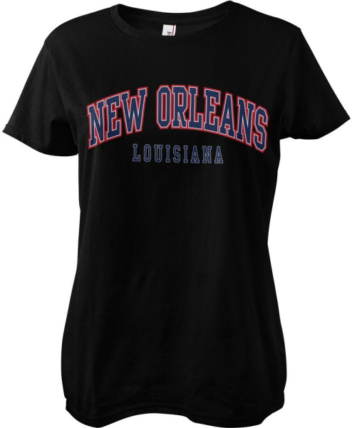 New Orleans Louisiana Girly Tee Damen T-Shirt Black