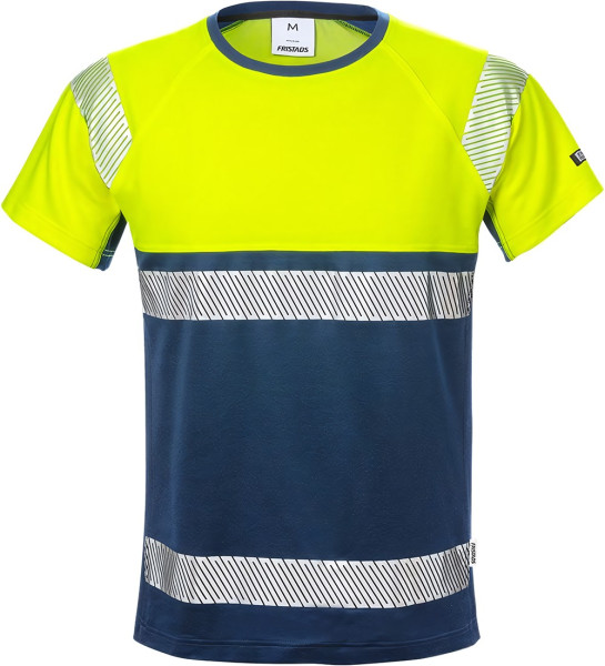 Fristads Warnschutz T-Shirt High Vis T-Shirt, Kl. 1 7518 THV Warnschutz-Gelb/Marine