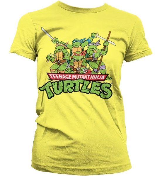 Teenage Mutant Ninja Turtles Turtles Distressed Group Girly T-shirt Damen Yellow