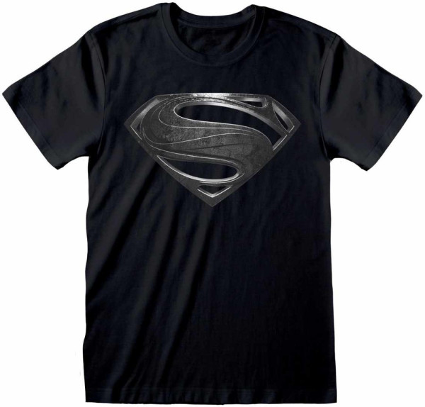 DC Justice League Movie - Superman Black Logo (Unisex) T-Shirt Black