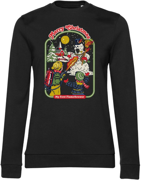 Steven Rhodes My First Flamethrower Girly Damen Sweatshirt Black