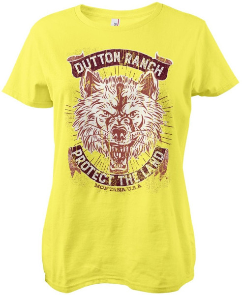 Yellowstone Dutton Ranch Protect The Land Girly Tee Damen T-Shirt Yellow