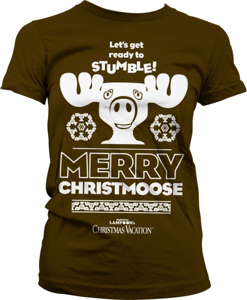 National Lampoon's Christmas Vacation Merry Christmoose Girly Tee Damen T-Shirt Brown