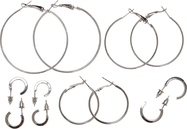 Urban Classics Universal Schmuck Basic Hoop Earrings 6-Pack Silver