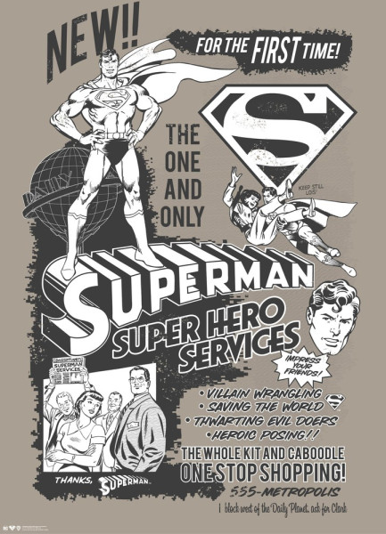 Superman Super Hero Services Poster Multicolor