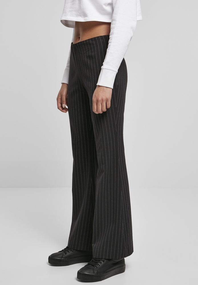 Urban Classics Damen Hose Ladies | | Women Pants Stripe Flared | Lifestyle Black/White Pin Pants