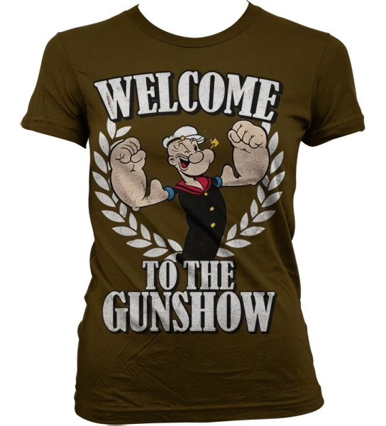 Popeye Welcome To The Gunshow Girly T-Shirt Damen Brown