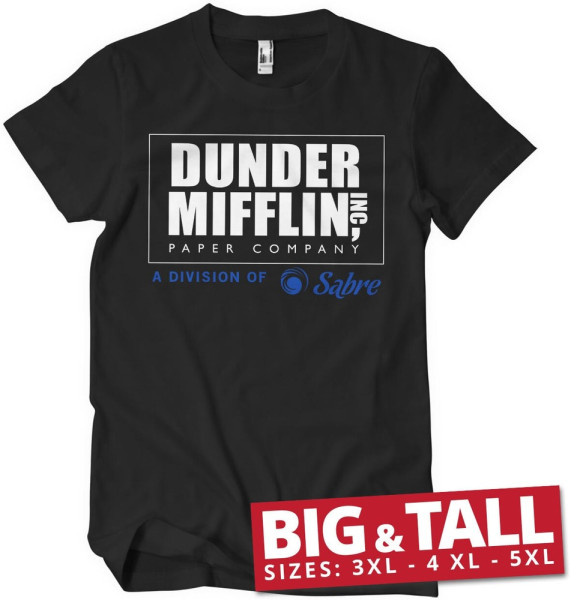 The Office Dunder Mifflin Division of Sabre Big & Tall T-Shirt Black