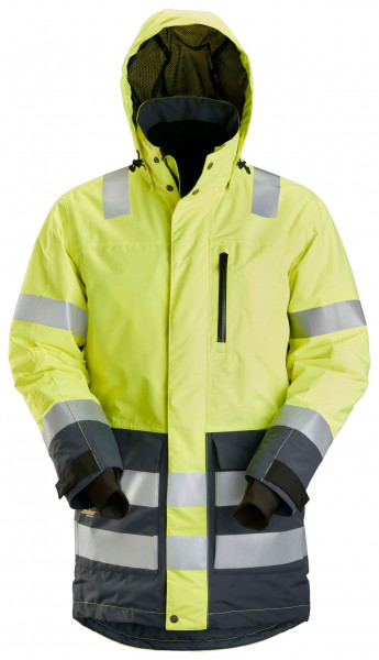 Snickers AllroundWork Hi-Vis wasserdichter Parka, Kl. 3, EN 20471, 343 HV-Orange-Stahlgrau