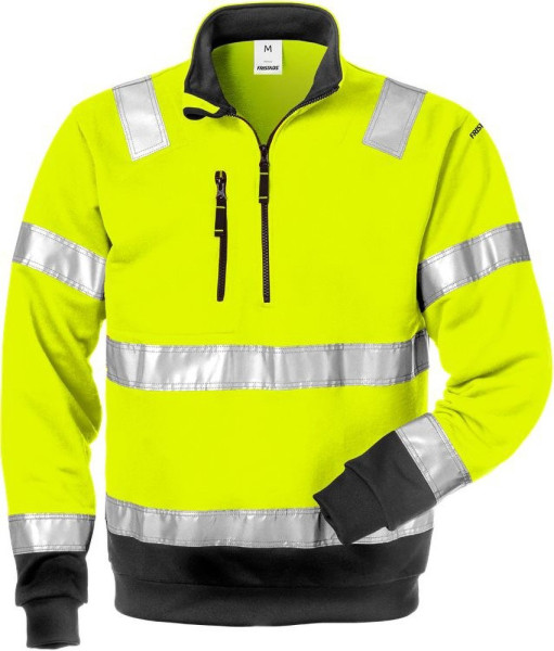 Fristads High Vis Sweatshirt High Vis Zipper-Sweatshirt Kl. 3 728 SHV Warnschutz-Gelb/Schwarz