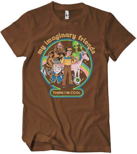 Steven Rhodes My Imaginary Friends Think I'M Cool T-Shirt Brown