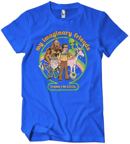 Steven Rhodes My Imaginary Friends Think I'M Cool T-Shirt Blue