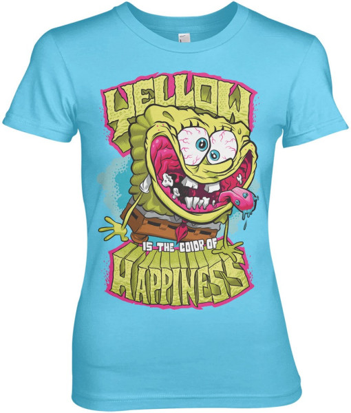 Spongebob Yellow Is The Color Of Happiness Girly Tee Damen T-Shirt Skyblue