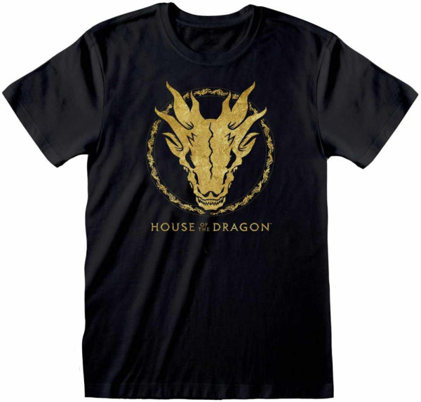 House Of The Dragon - Gold Ink Skull (Unisex) T-Shirt Black