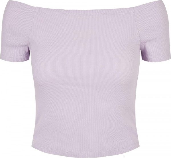 Urban Classics Damen Ladies Off Shoulder Rib Tee Lilac