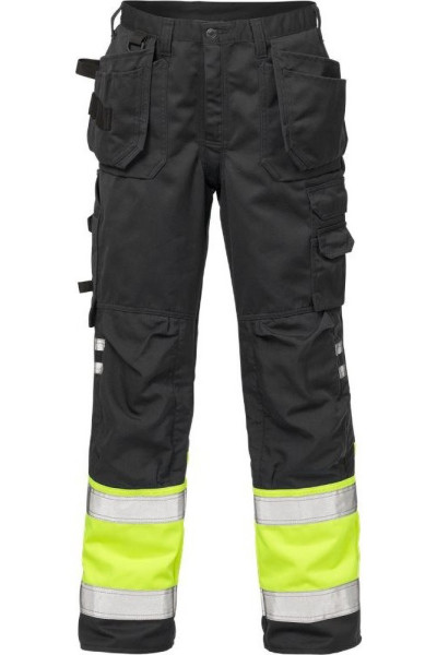 Fristads Warnschutz-Hose High Vis Handwerkerhose Kl. 1 2029 PLU Warnschutz-Gelb/Schwarz