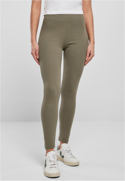 Urban Classics Damen Ladies High Waist Jersey Leggings Olive