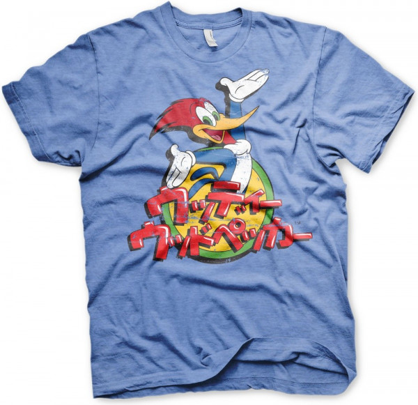 Woody Woodpecker Washed Japanese Logo T-Shirt Blue-Heather