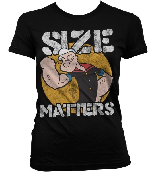 Popeye Size Matters Girly T-Shirt Damen Black