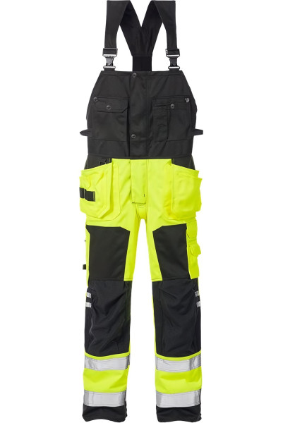 Fristads Warnschutz-Latzhose High Vis Handwerkerlatzhose Kl. 2 1014 PLU Warnschutz-Gelb/Schwarz