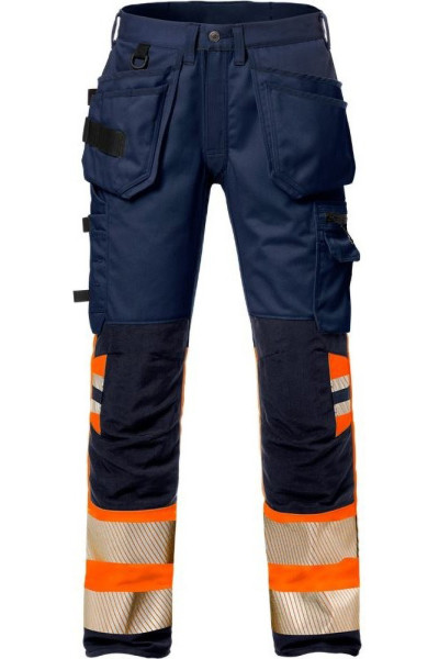 Fristads High Vis Handwerker Stretch-Hose Kl. 1 2706 PLU Warnschutz-Orange/Marine