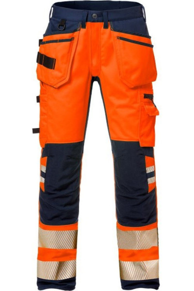 Fristads High Vis Handwerker Stretch-Hose Damen Kl. 2 2710 PLU Warnschutz-Orange/Marine