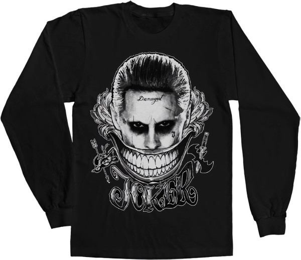 Suicide Squad Joker Damaged Longsleeve Tee Black