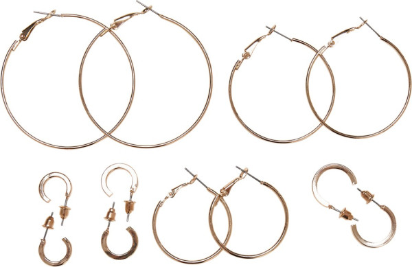 Urban Classics Universal Schmuck Basic Hoop Earrings 6-Pack Gold