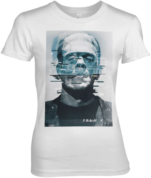 Universal Monsters Frankenstein Bad Signal Girly Tee Damen T-Shirt White