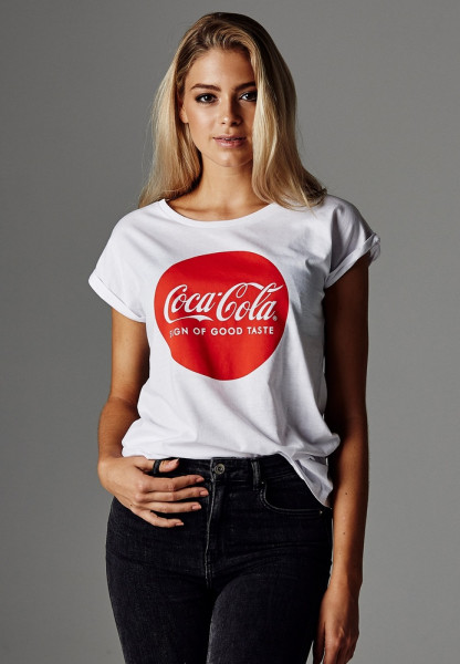 Merchcode Damen T-Shirt Ladies Coca Cola Round Logo Tee