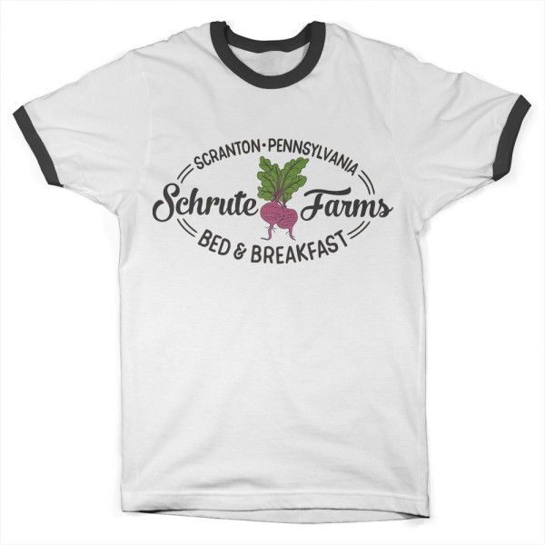 The Office Schrute Farms Bed & Breakfast Ringer Tee White-Black