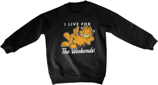 Garfield Live For The Weekend Kids Sweatshirt Kinder Black