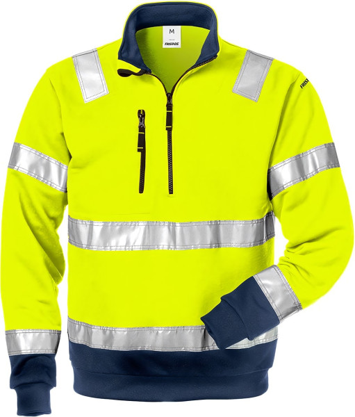 Fristads High Vis Sweatshirt High Vis Zipper-Sweatshirt Kl. 3 728 SHV Warnschutz-Gelb/Marine