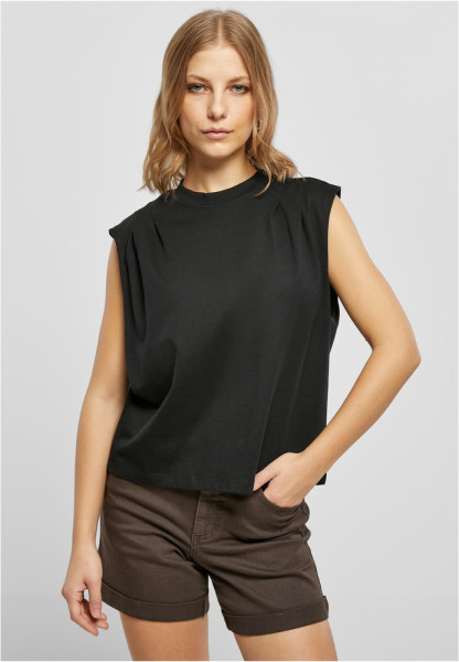 Urban Classics Damen Shirt Ladies Organic Heavy Pleated Shoulder Top Black