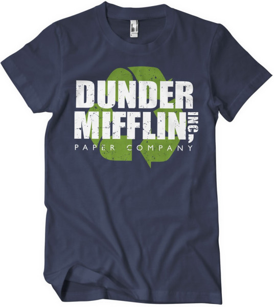 The Office Dunder Mifflin Recycle Logo T-Shirt Navy